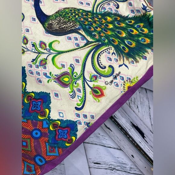 Kate McRostie Canvas Tote Handbag Peacock Design - Picture 4 of 13